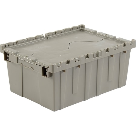Global Industrial Distribution Container With Hinged Lid, 21.9x15.3x9.7, Gray 257808